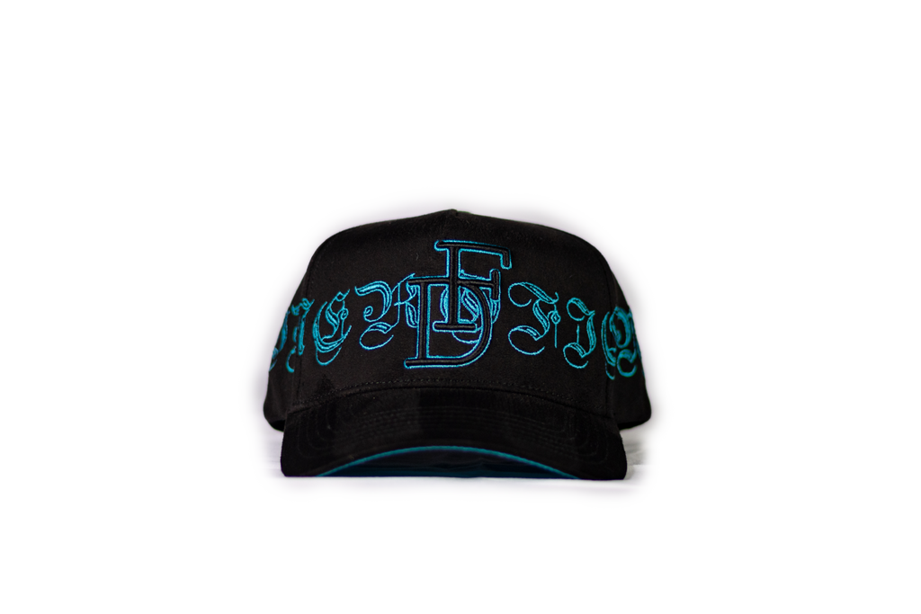 Dinerofiend hat Baby Blue on Black